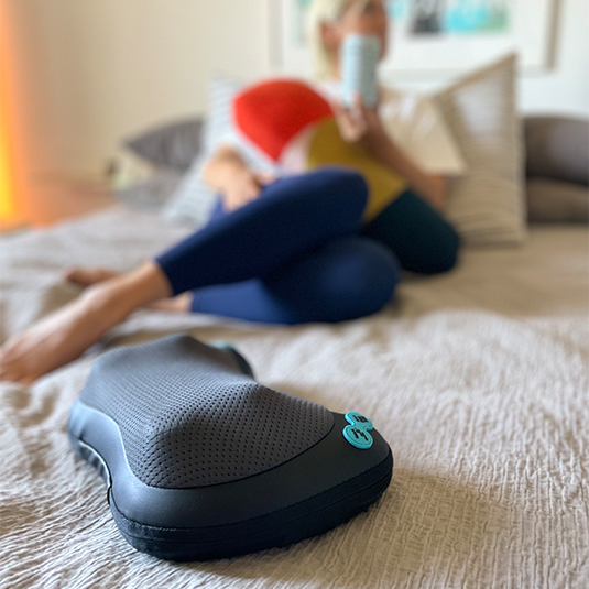Shiatsu Massage Pillow by Njoie. Heated Shiatsu Massage with 3D Rotation Kneading Nodes, Removable Dust Cover, & Car Adapter. Full-Body Deep Tissue