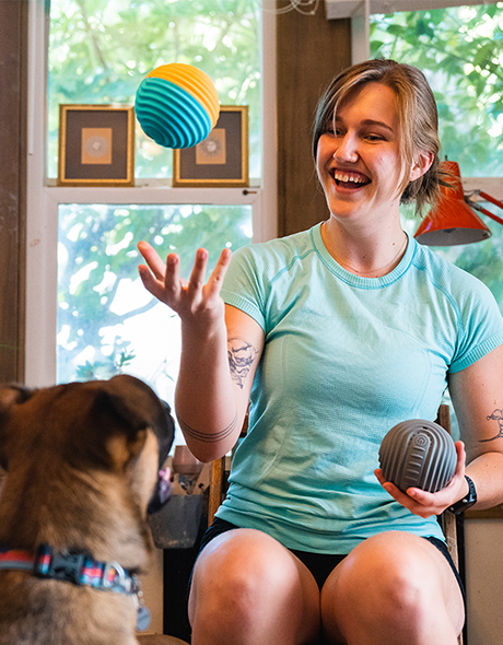 tossing the vibrating massage ball